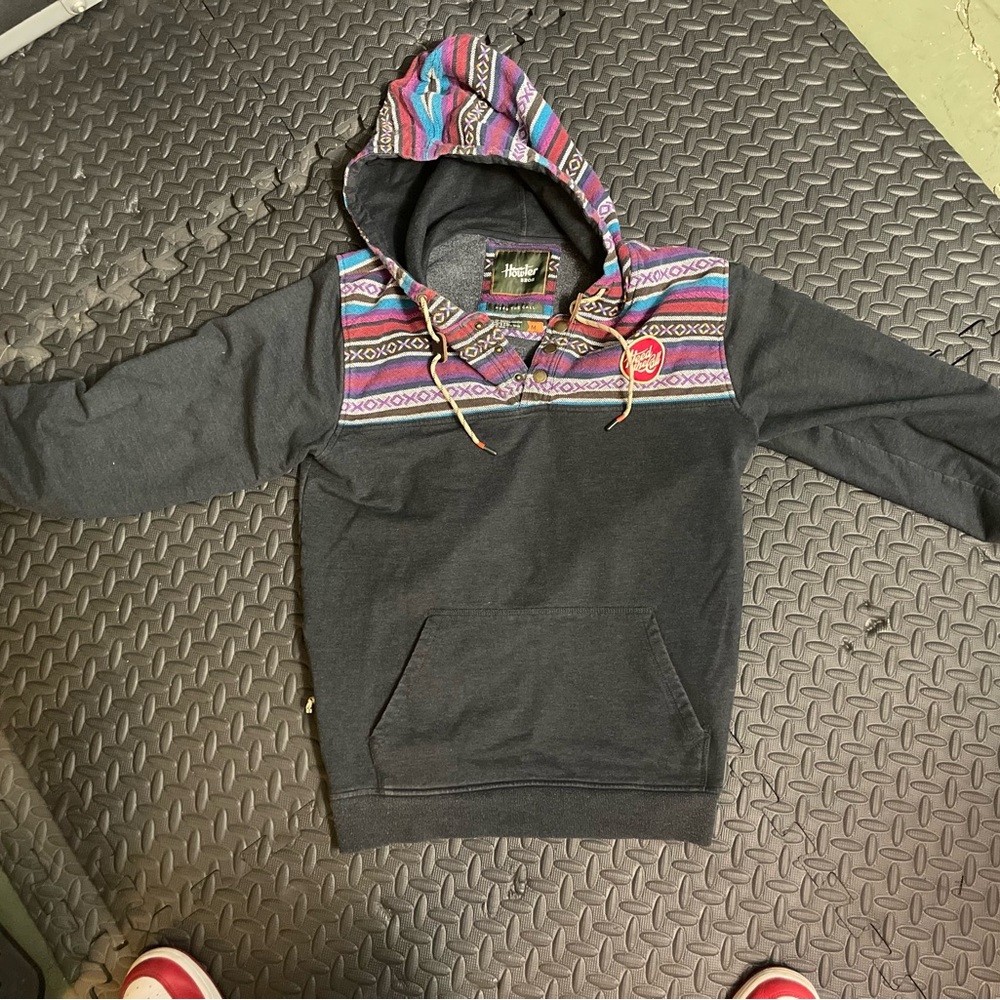 Black Shaman Hoodie pullover with snap buttons